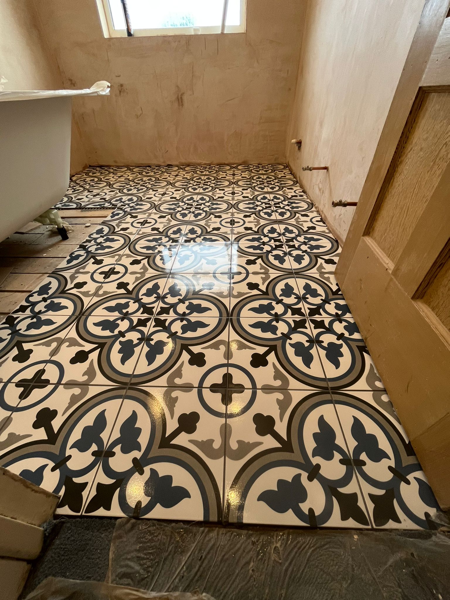 Ornate patterned floor tiles
